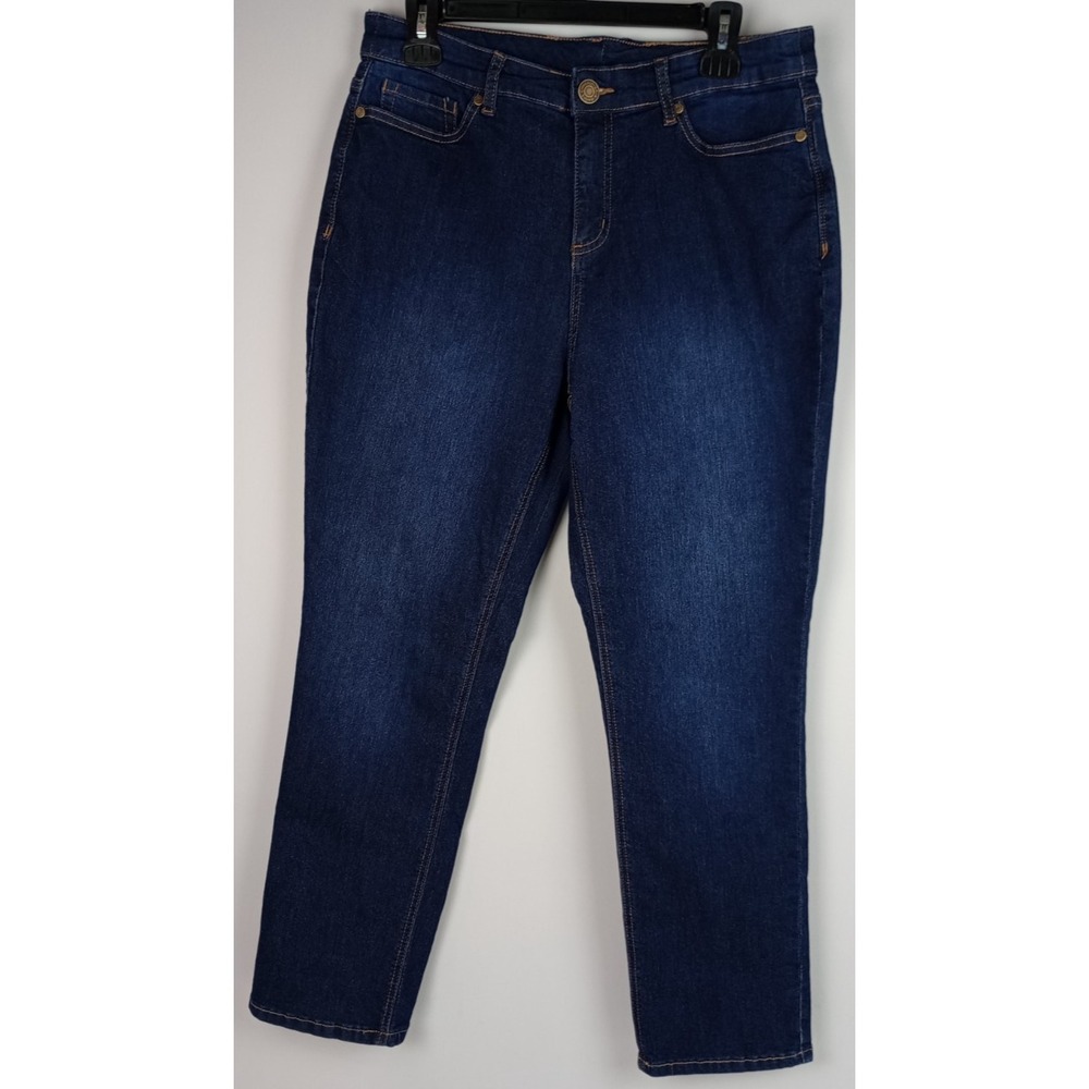 Christopher & Banks Womens 10 Petite Dark Blue High Rise Denim Jeans